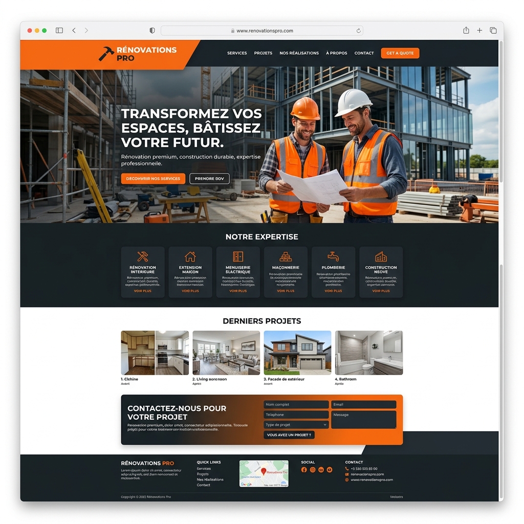 Template site construction rénovation