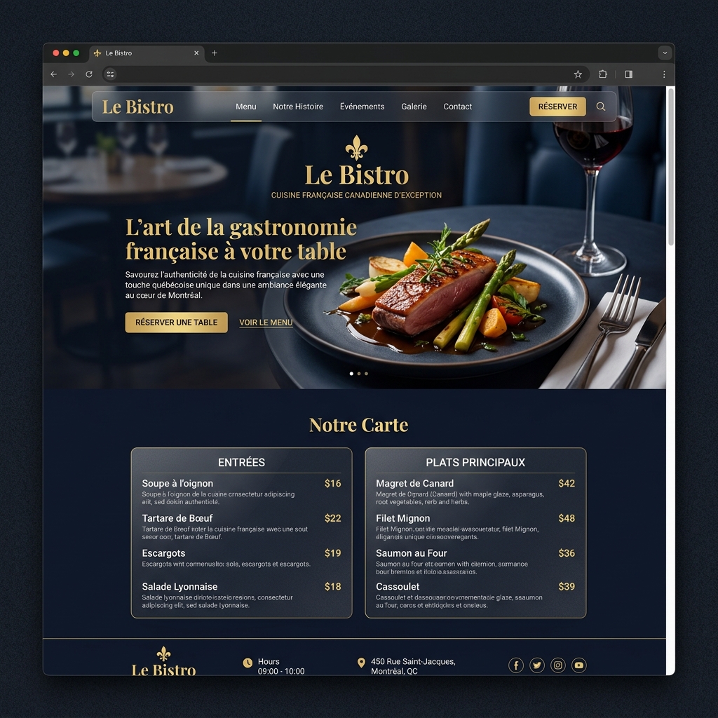 Template site restaurant Le Bistro